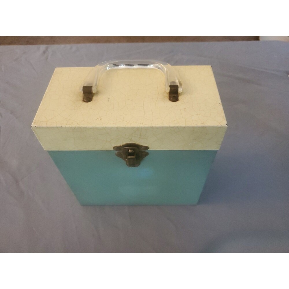 Vtg Metal Works 45 RPM Records Carrier Box Personal Papers Storage Tin